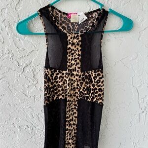 Leopard Print Sheer Sleeveless Top